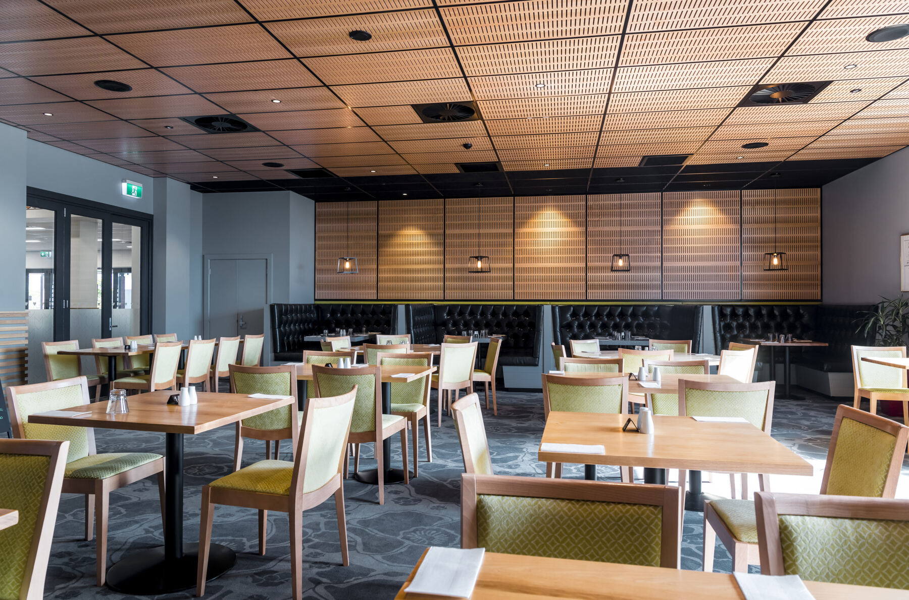 Spitfire restaurant tables set for service