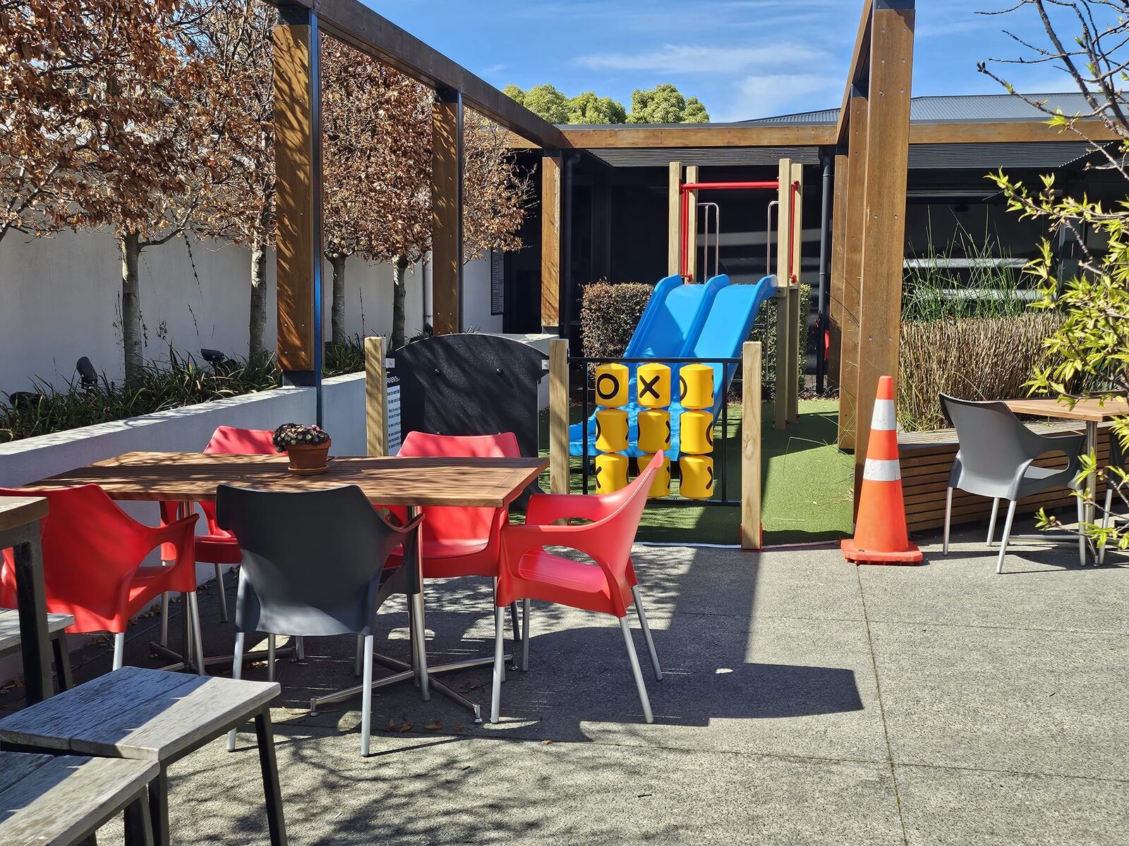 Courtyard playground and tables